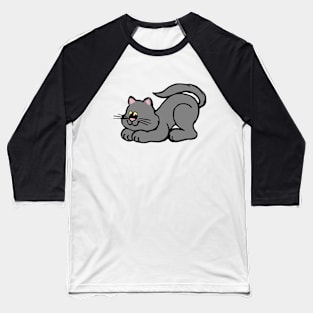 Playful Gray Cat Baseball T-Shirt